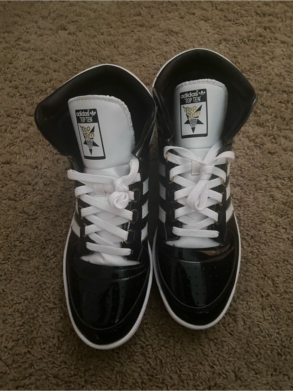 Adidas Top Ten Classic High-Top Sneakers in Black & White Size 9.5 NWOT